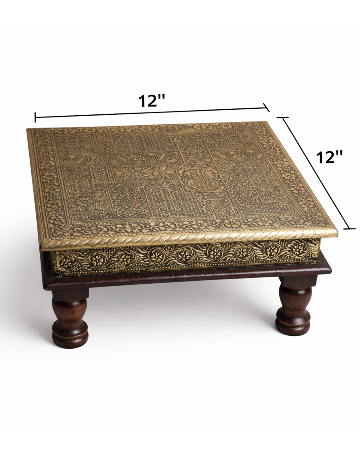Embossed Brass sheet sqaure chowki 30cms