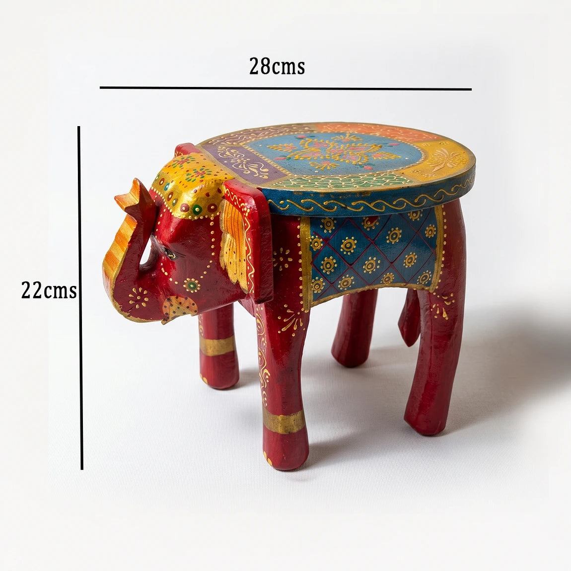 Hand Painted Elephant Wooden Seater