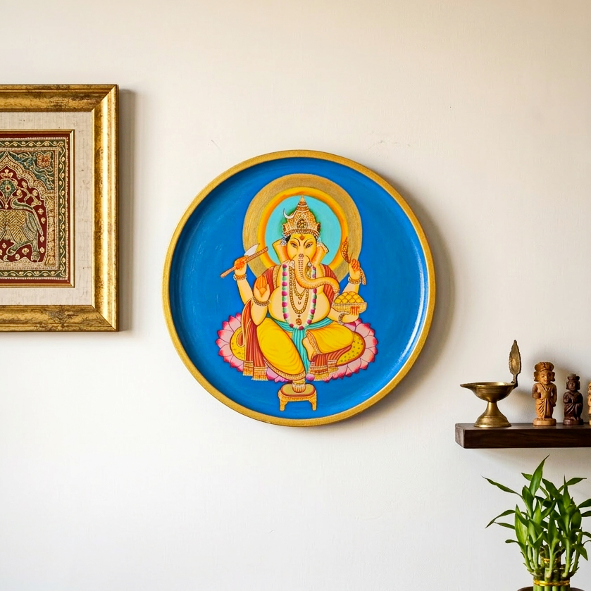 Hand Painted God Ganesh ji Wall Plate