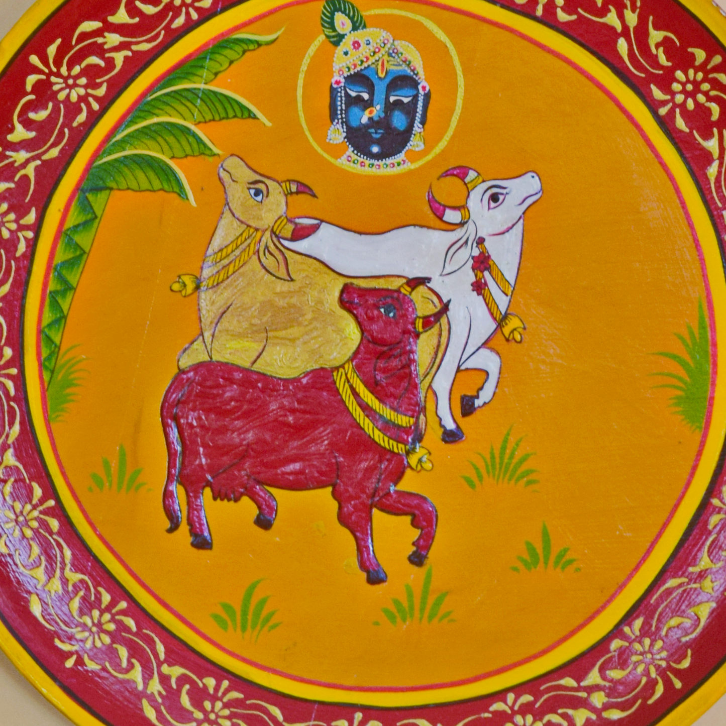 Hand Painted Srijee Cows Décor Plate