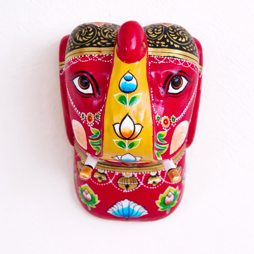 Vastu Red Elephant Head Wall Hanging