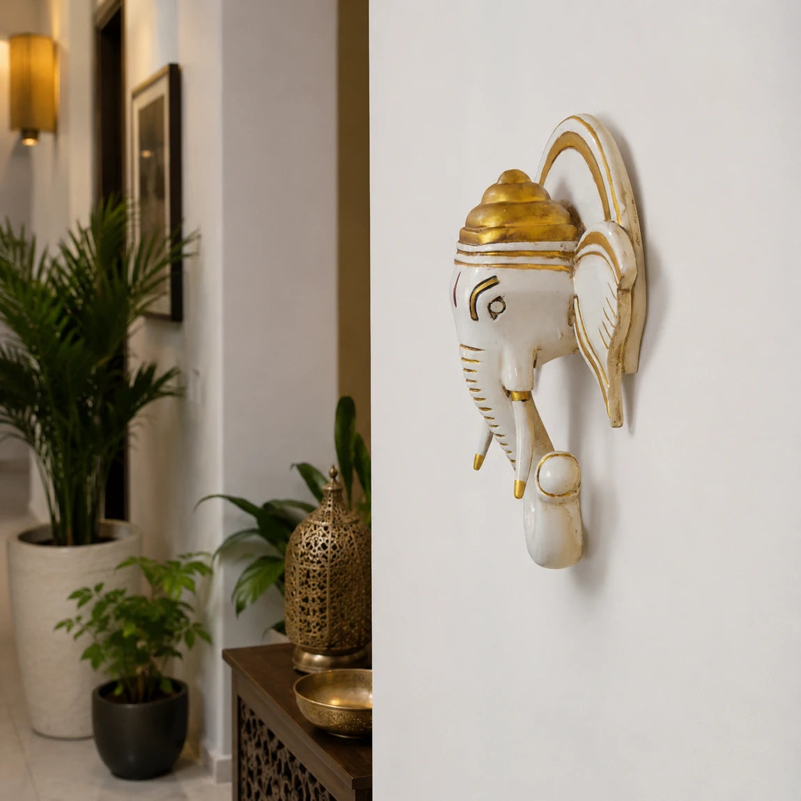 Marble finish Ganesh face Wall Hanging -15 inch