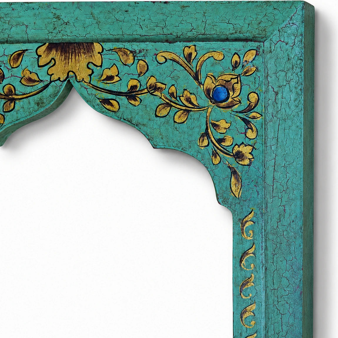 Crackled Antique Finish Hand Painted Blue Frame