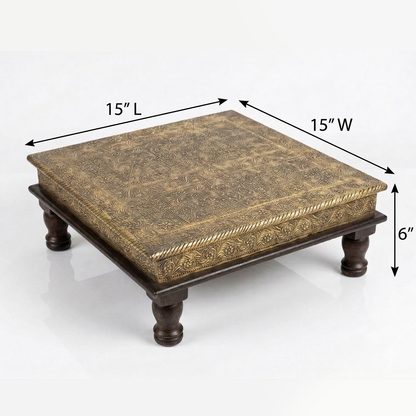 Embossed Brass sheet sqaure chowki 40cms