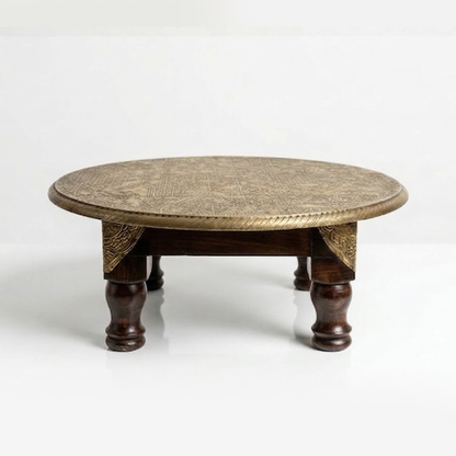 Embossed Brass sheet round chowki 35cms
