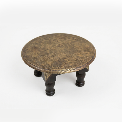 Embossed Brass sheet round chowki 35cms
