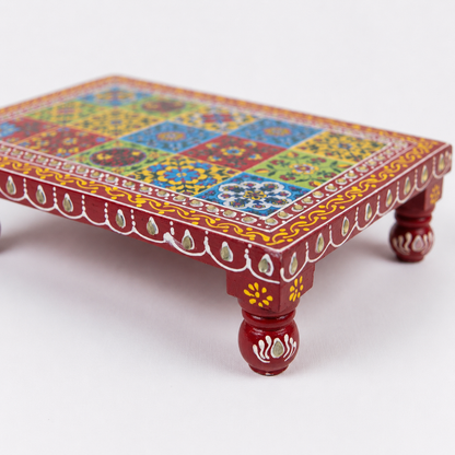 Fine Hand Painted Embssed Tiles Chowki 12 inch
