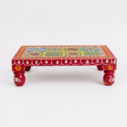 Fine Hand Painted Embssed Tiles Chowki 10 inch