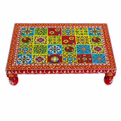 Fine Hand Painted Embssed Tiles Chowki 12 inch