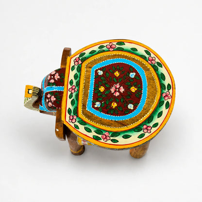 Hand Painted Elephant Wooden Seater