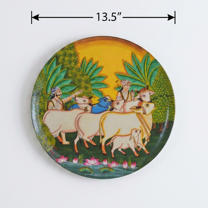 Hand Painted Cows Decor Wall Plate