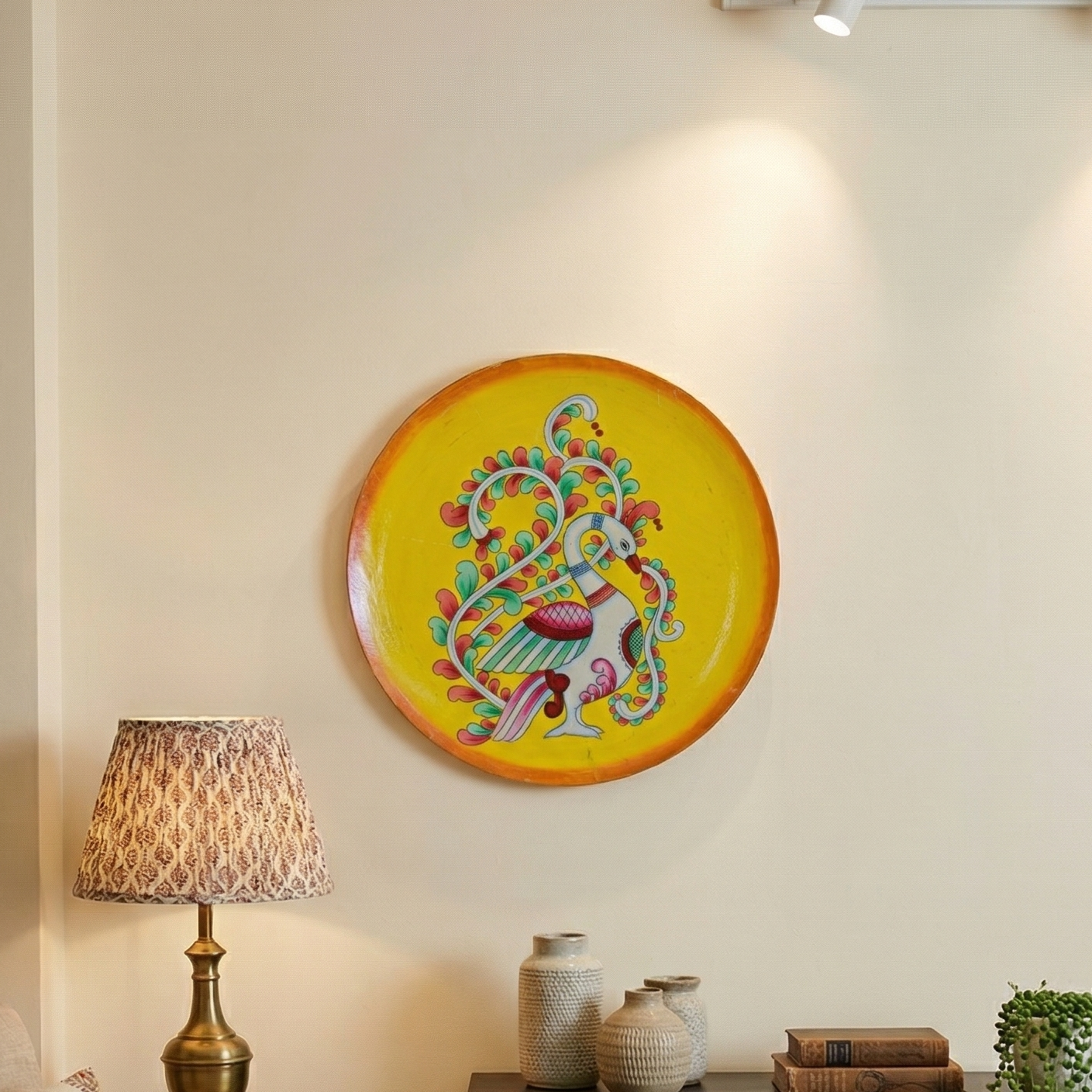Hand Painted Designer Peacock Décor Plate