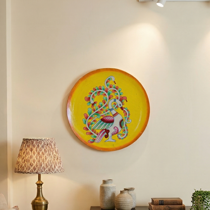 Hand Painted Designer Peacock Décor Plate
