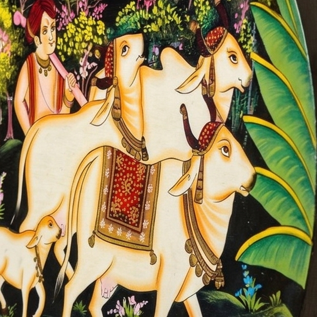 Hand Painted Walking Cows décor plate
