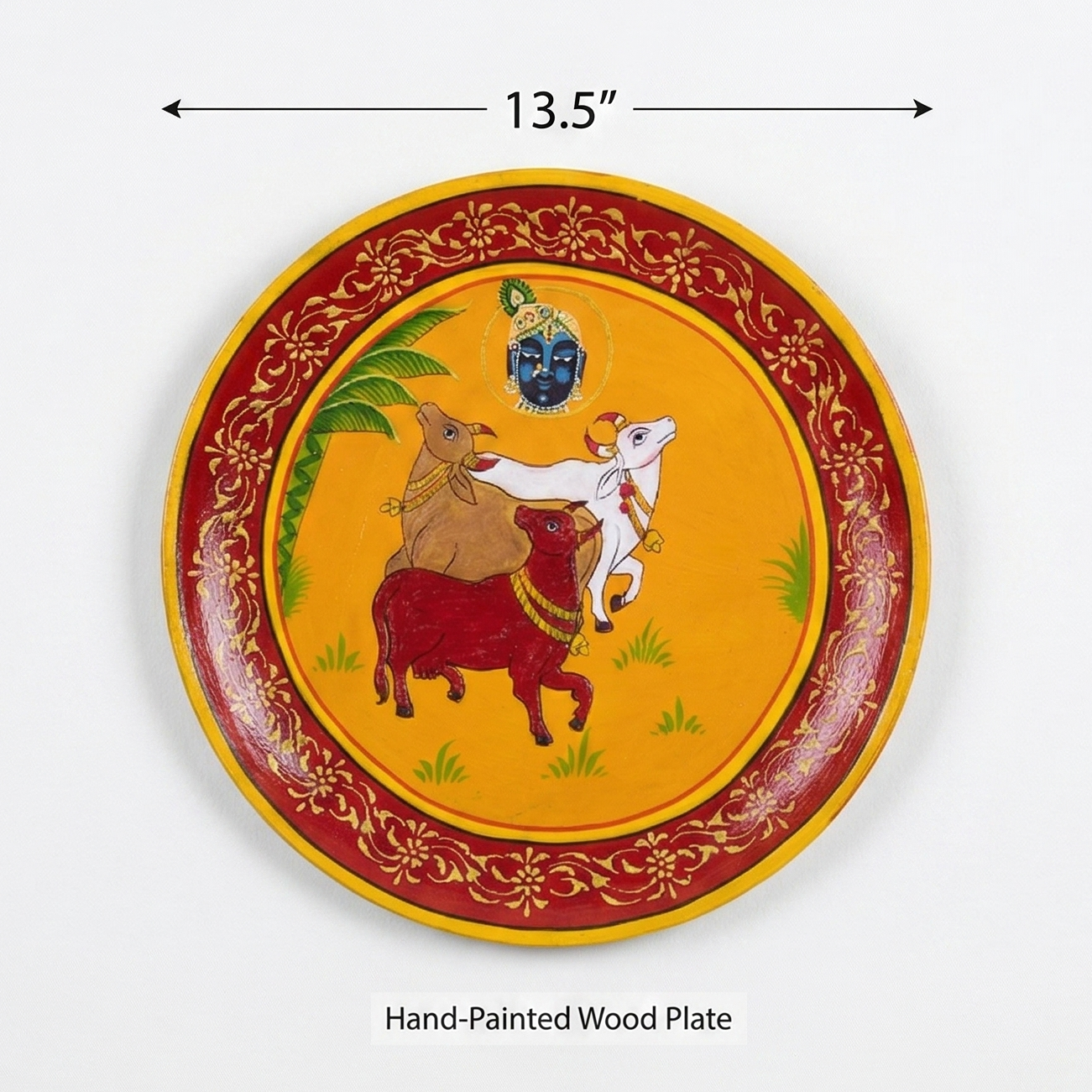 Hand Painted Srijee Cows Décor Plate