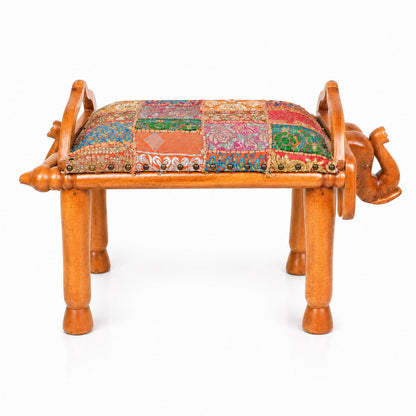 Elephant Head Single Bench with Handloom Upholstry