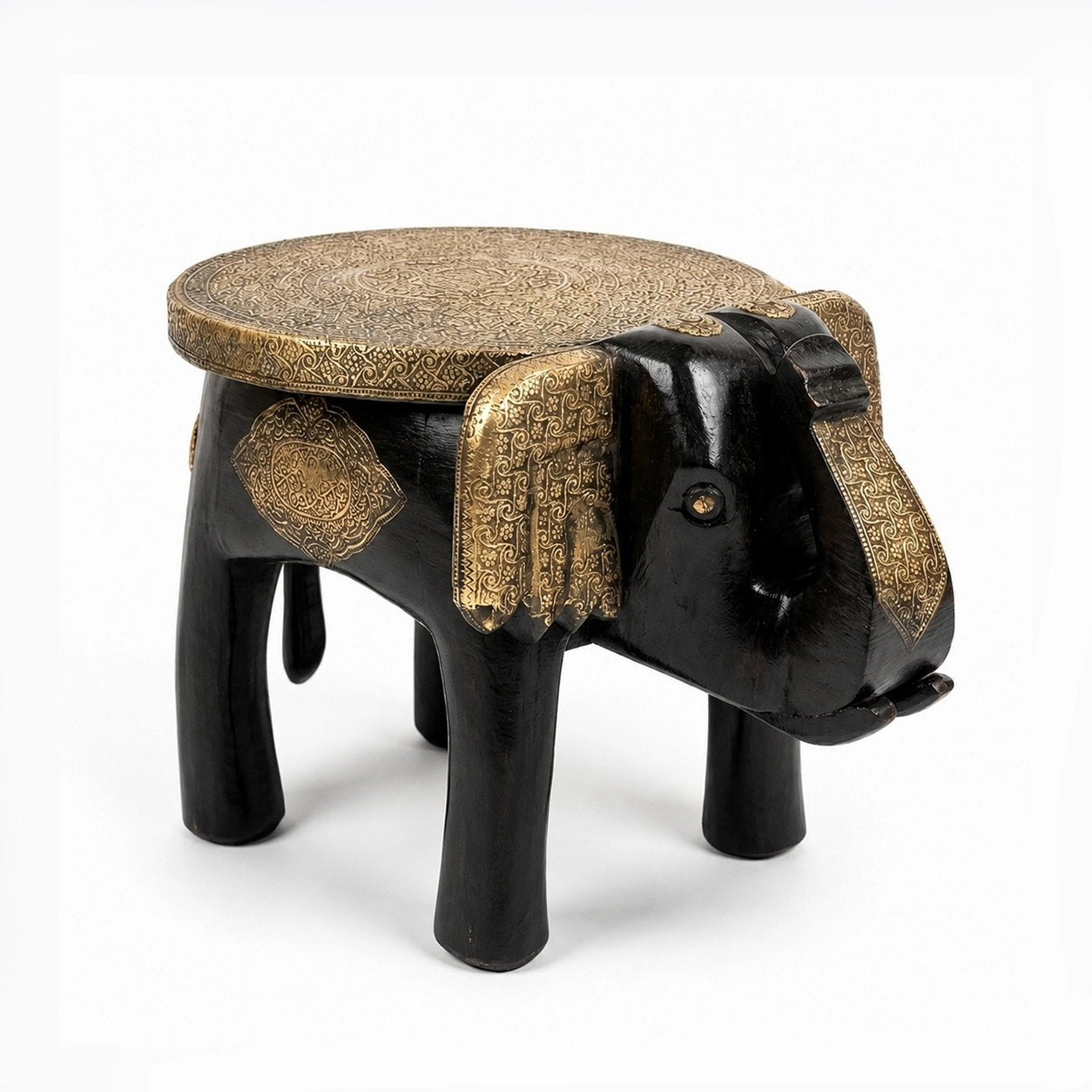 Elephant Head Round Seat with Emboss Brass Sheet