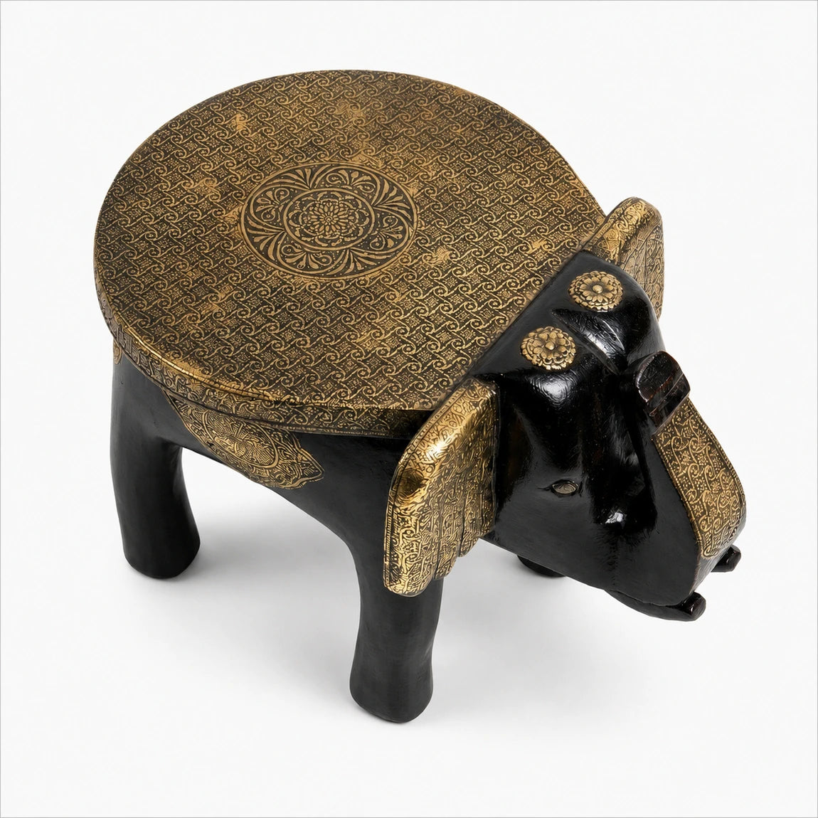 Elephant Head Round Seat with Emboss Brass Sheet