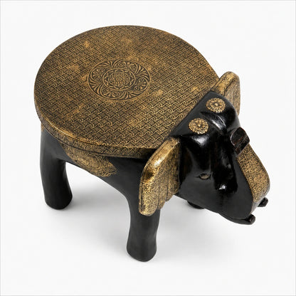 Elephant Head Round Seat with Emboss Brass Sheet