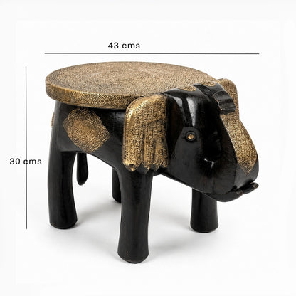 Elephant Head Round Seat with Emboss Brass Sheet