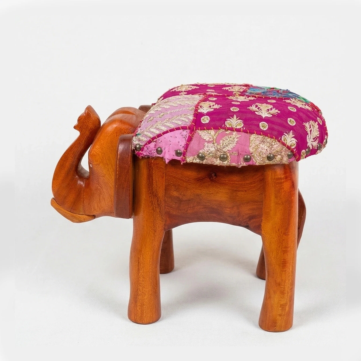 Elephant Head Round Seater with Ethnic Upholstry
