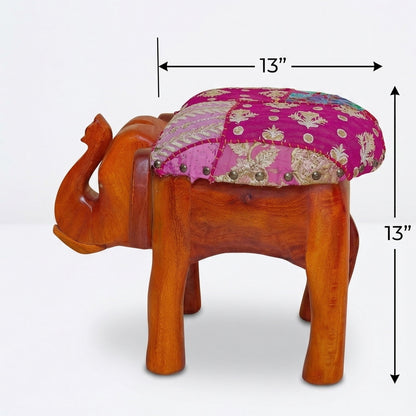 Elephant Head Round Seater with Ethnic Upholstry