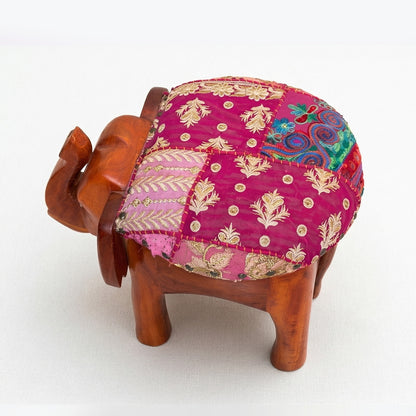 Elephant Head Round Seater with Ethnic Upholstry