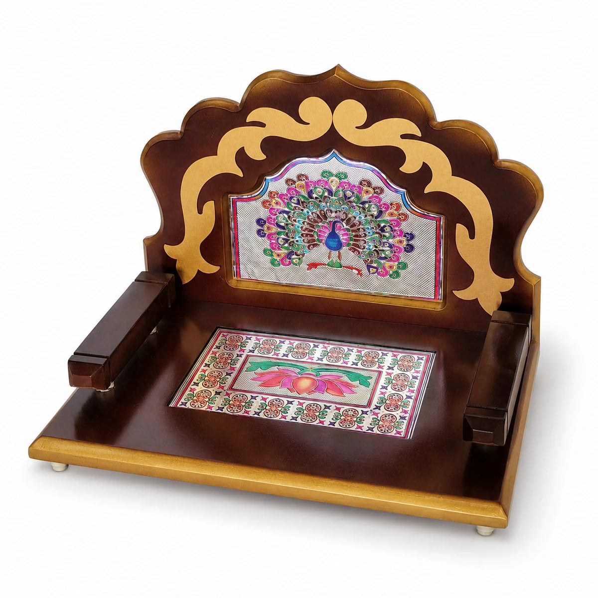 Minakari Wooden Sinhasan