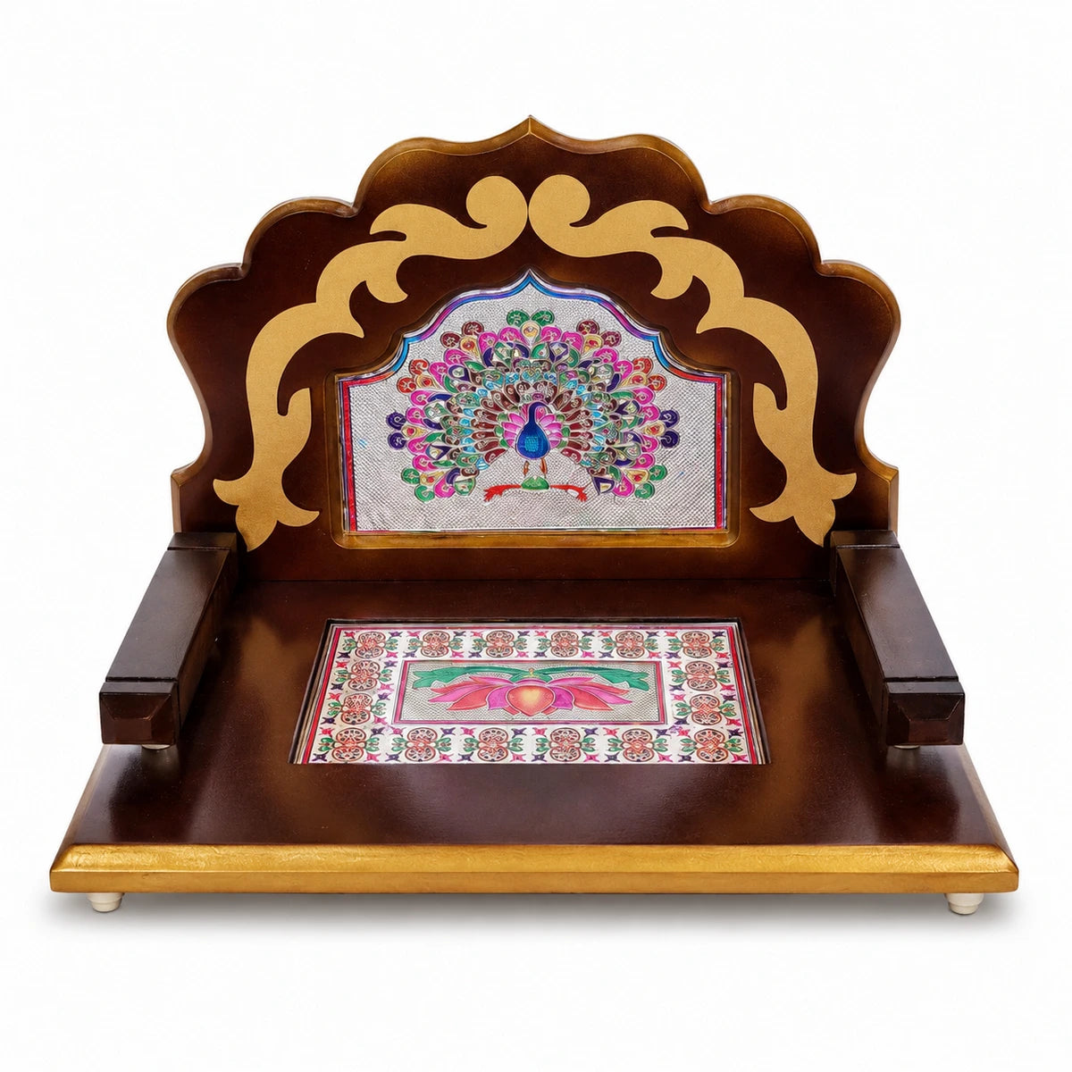 Minakari Wooden Sinhasan