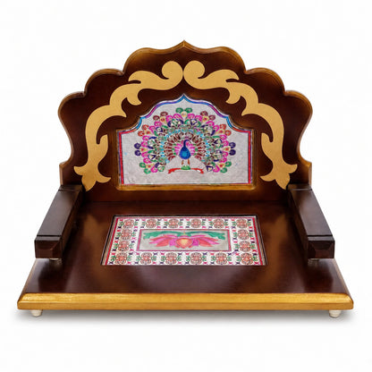 Minakari Wooden Sinhasan
