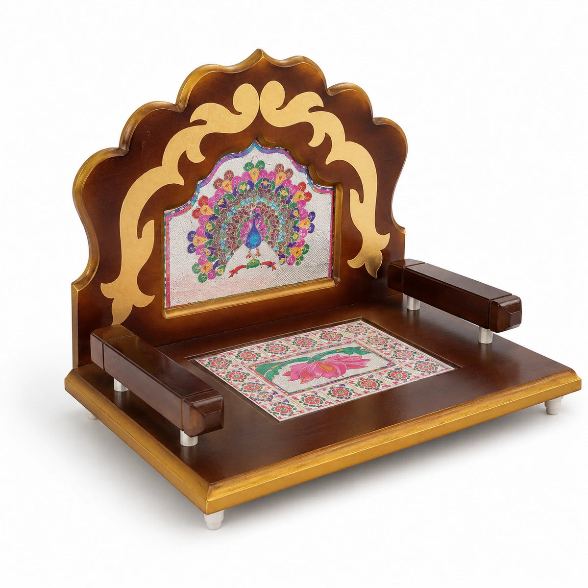 Minakari Wooden Sinhasan