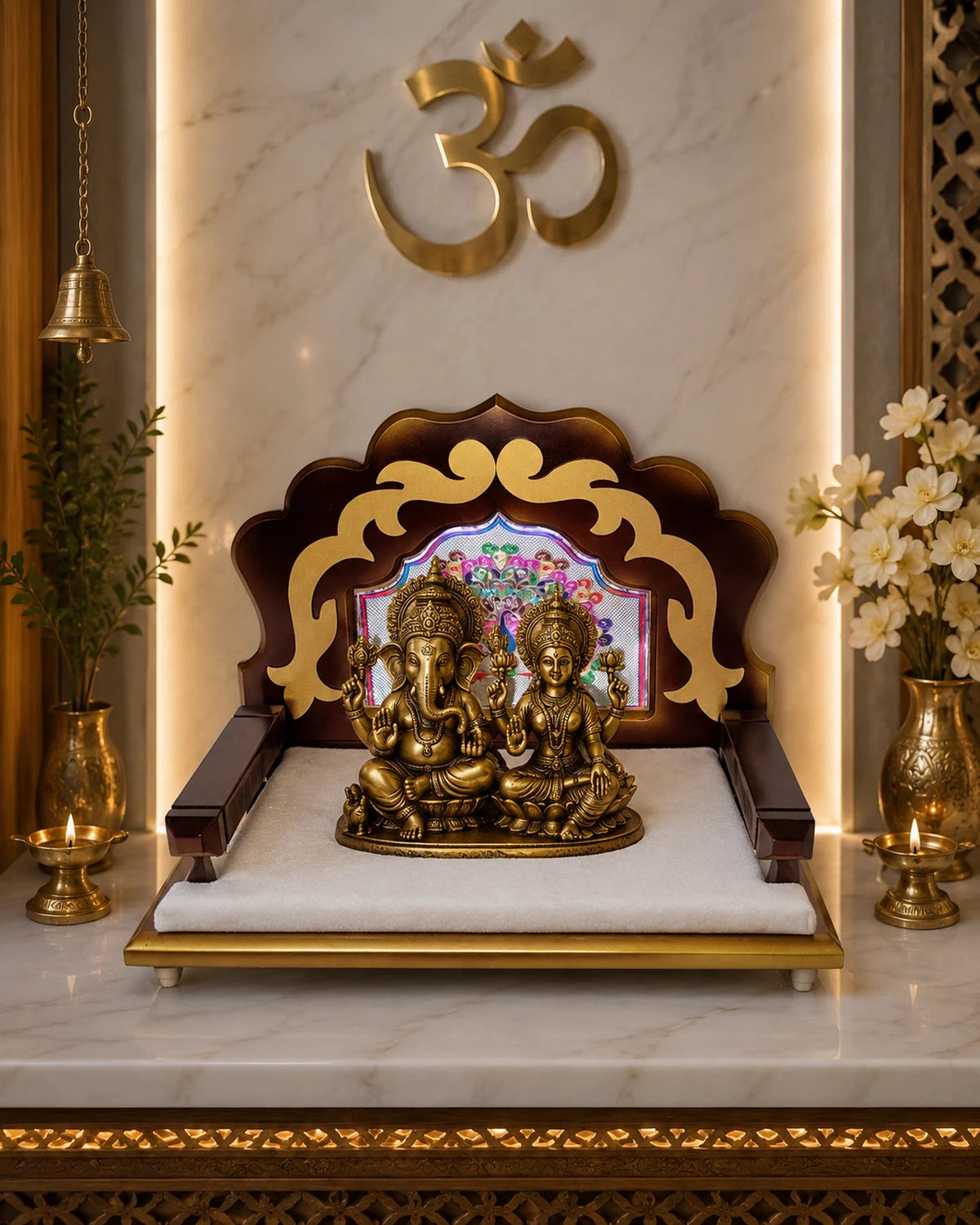 Minakari Wooden Sinhasan