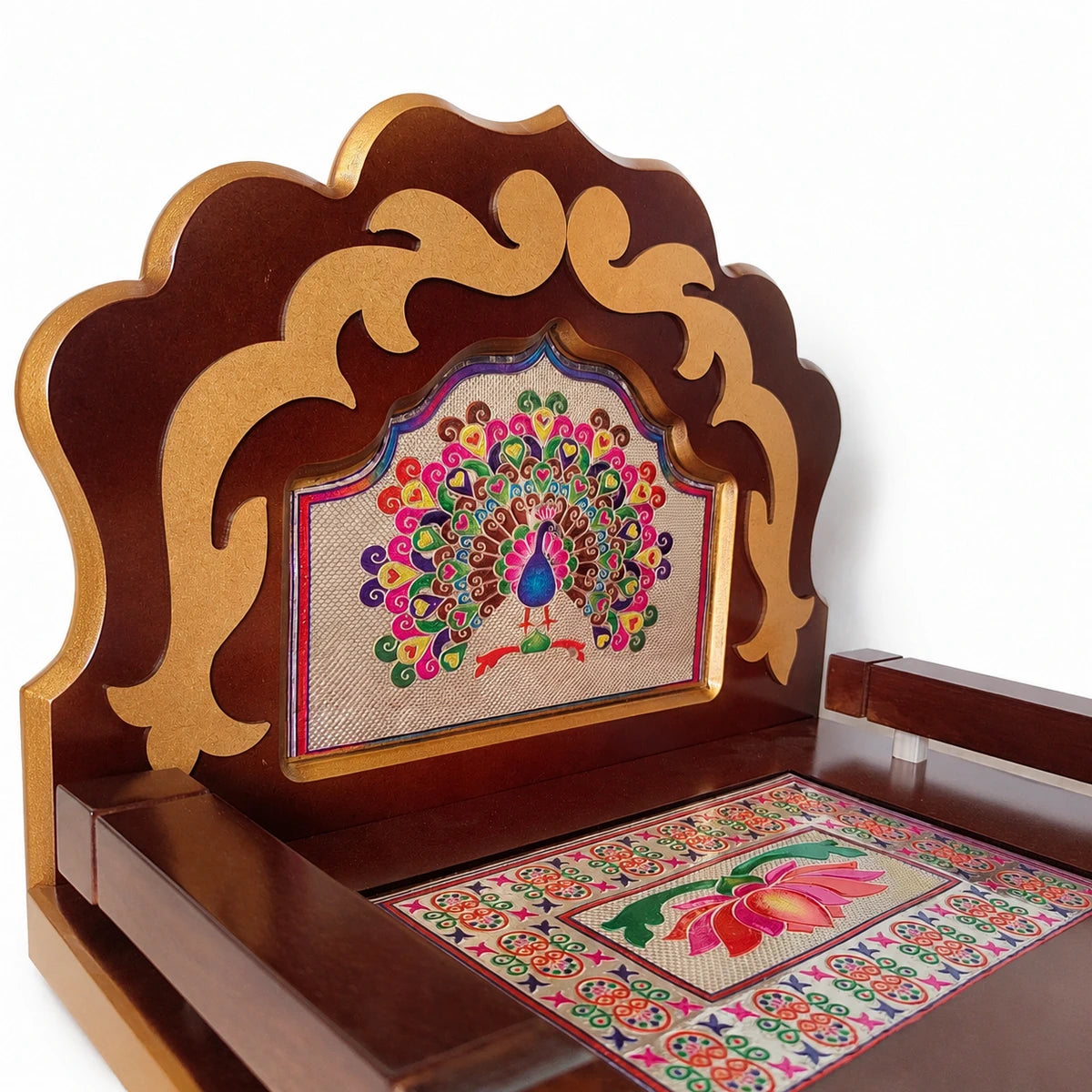 Minakari Wooden Sinhasan
