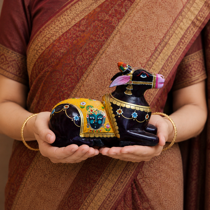 Finely Hand Painted Black Nandi