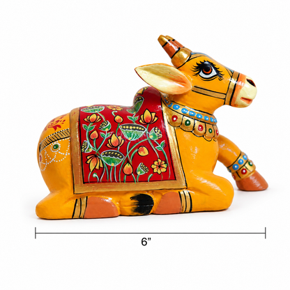 Finely Hand Painted 6" Yellow Nandi