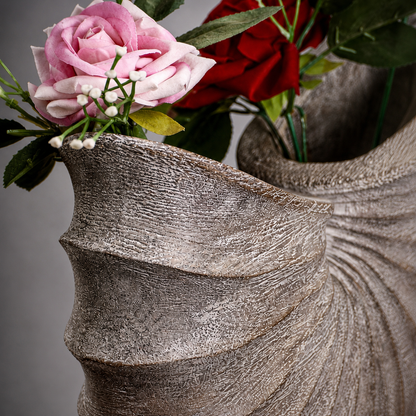Carved Wood Flower Vase With Stand