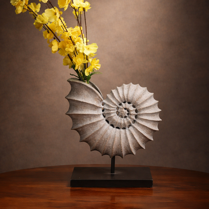 Carved Wood Spiral Flower Vase With Stand