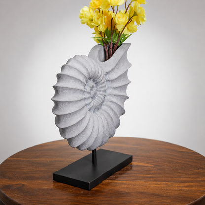 Carved Wood Spiral Flower Vase With Stand