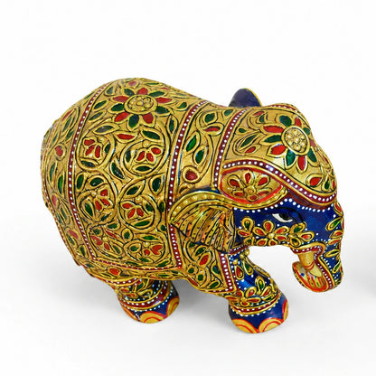 Hand Painted  Blue Elephant Pair of 2