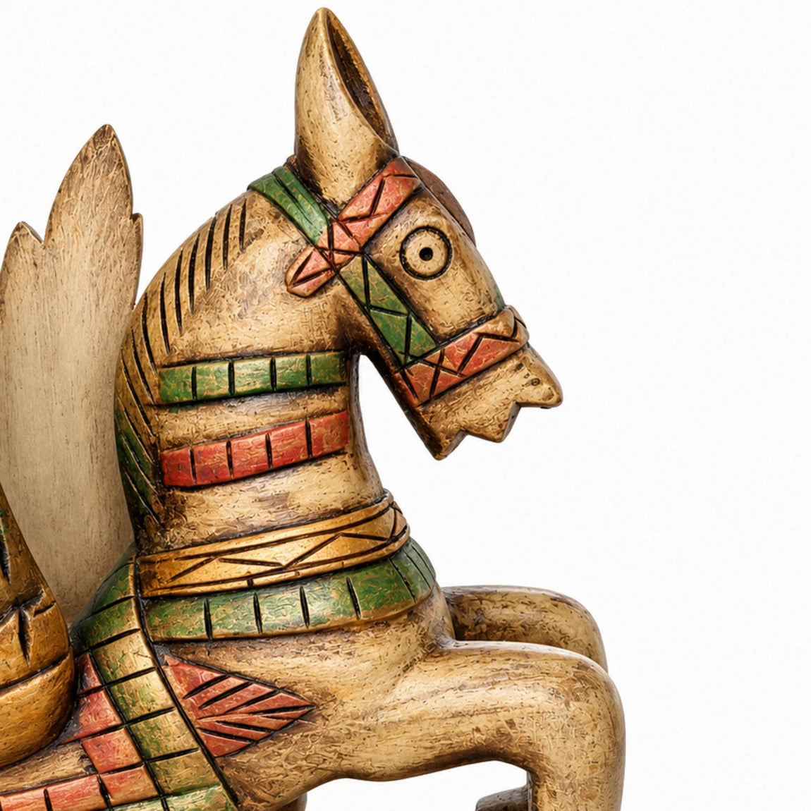 Antique Look Wooden Angel Horse