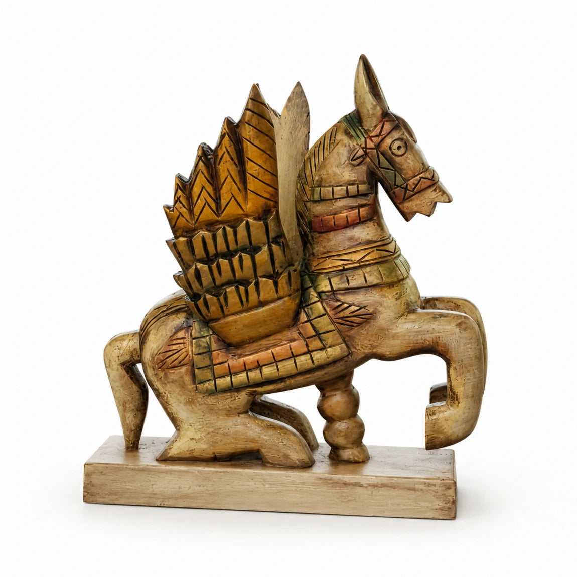 Antique Look Wooden Angel Horse