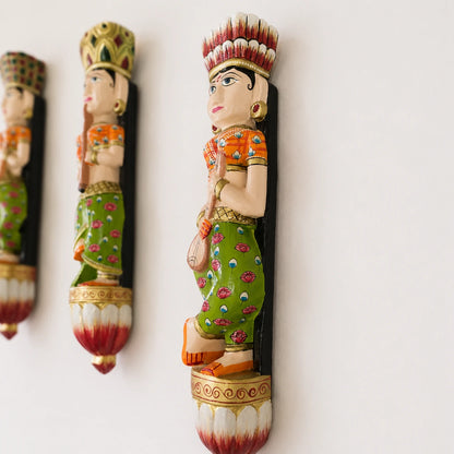 Musician Hand Painted Standing Puppet Set of 3