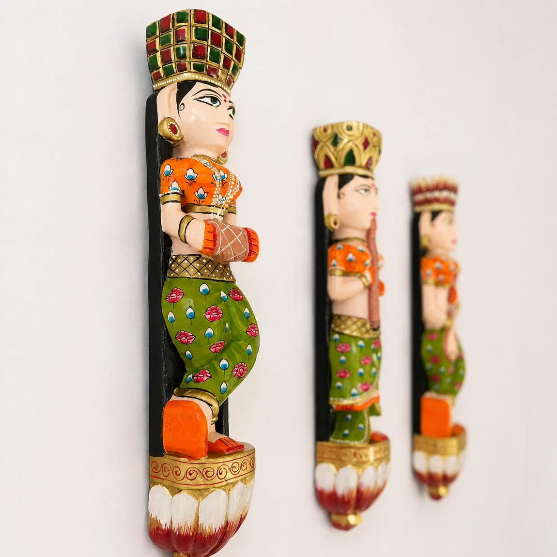 Musician Hand Painted Standing Puppet Set of 3