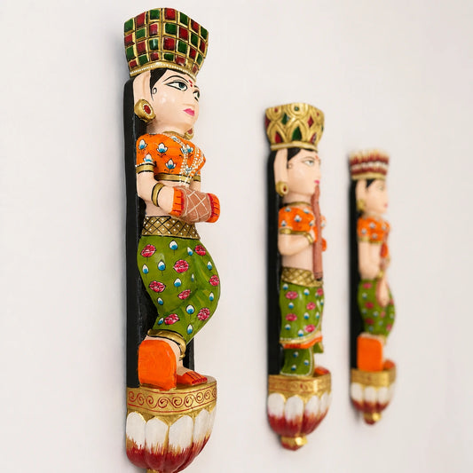 Musician Hand Painted Standing Puppet Set of 3