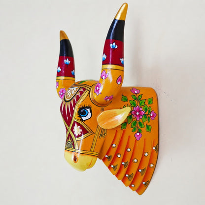 Yellow Bull Head Wall Hanging