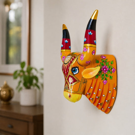 Yellow Bull Head Wall Hanging