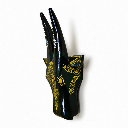 Black Hand Painted Cow Head Wall hanging 12inch