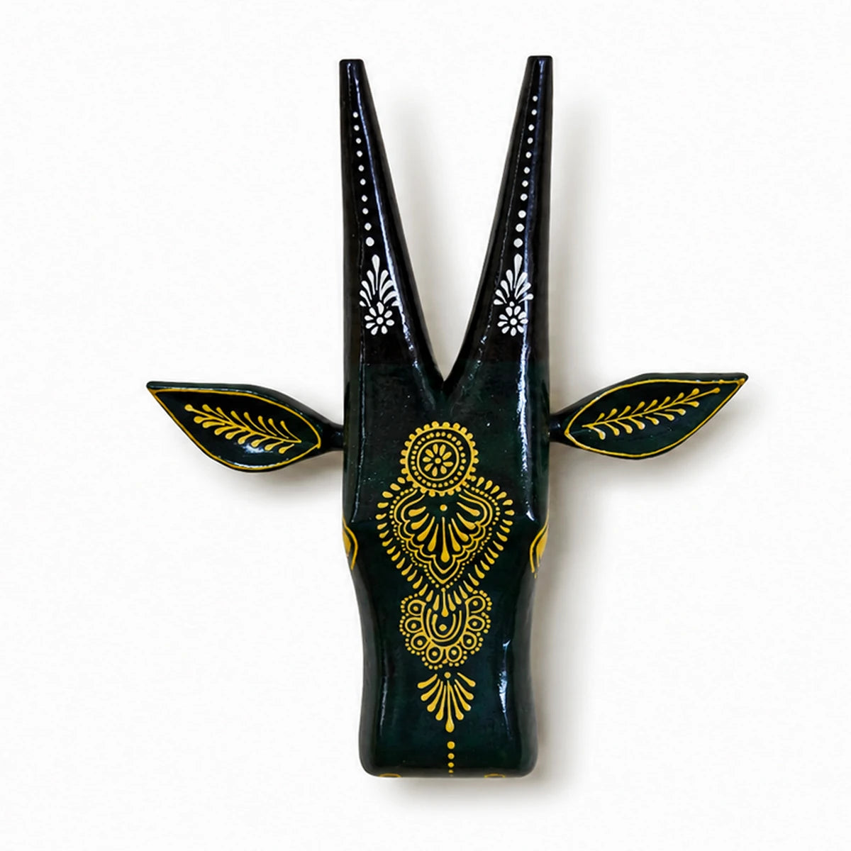 Black Hand Painted Cow Head Wall hanging 12inch