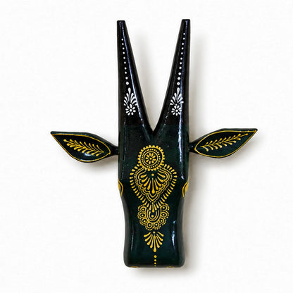 Black Hand Painted Cow Head Wall hanging 12inch