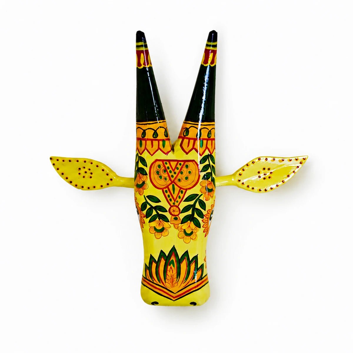 Yellow Hand Painted Cow Head Wall hanging 12inch